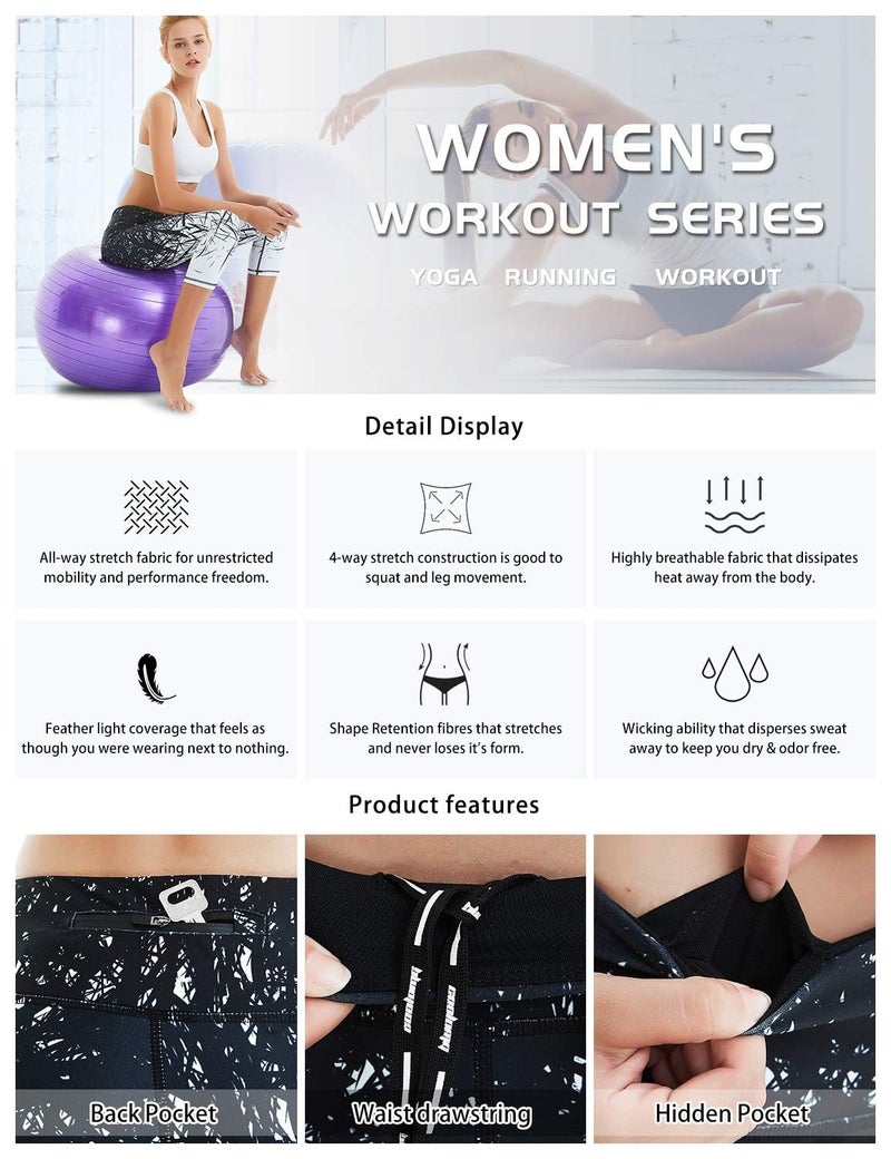 COOLOMG Yoga Pants for Women Capri Running Tights Low Rise Leggings Workout Gym with Hidden Pockets - Image 4